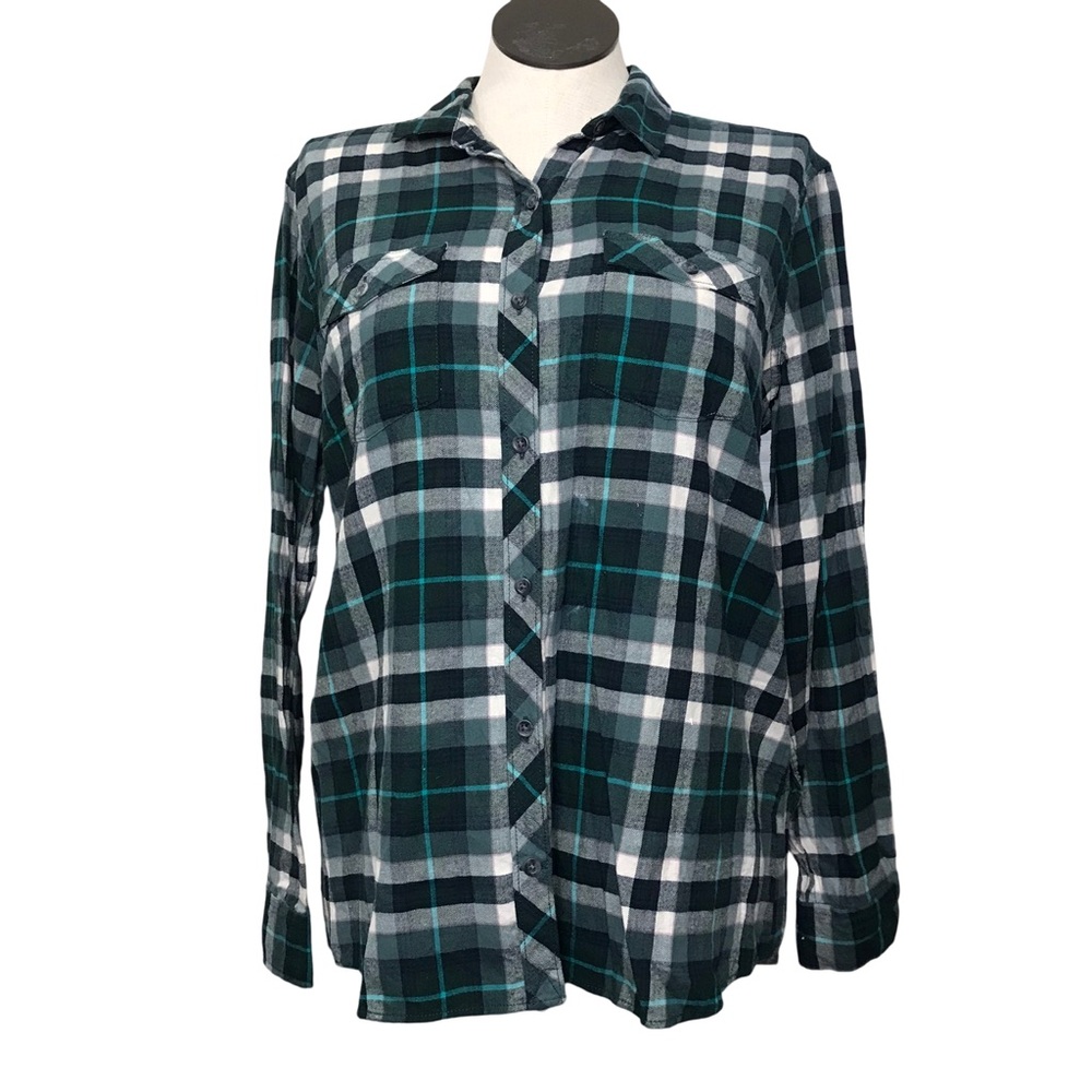 Eddie Bauer Button Up Flannel Shirt Women’s Sz XL Multicolor Plaid Long Sleeve’s